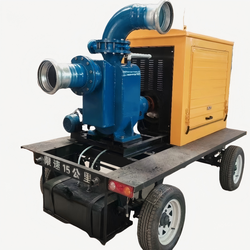 Self-priming mobile flood control pump